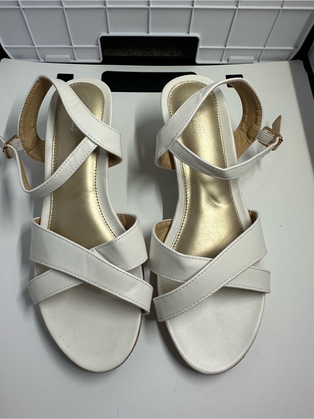 White Strappy Cross-Front Slingback Sandals